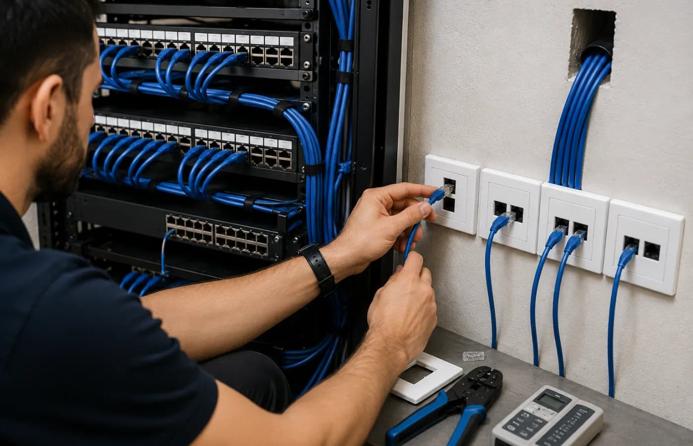 Patch Panel-ის და ქსელური როზეტების მონტაჟი